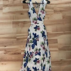 Floral printed midi cutout back dress